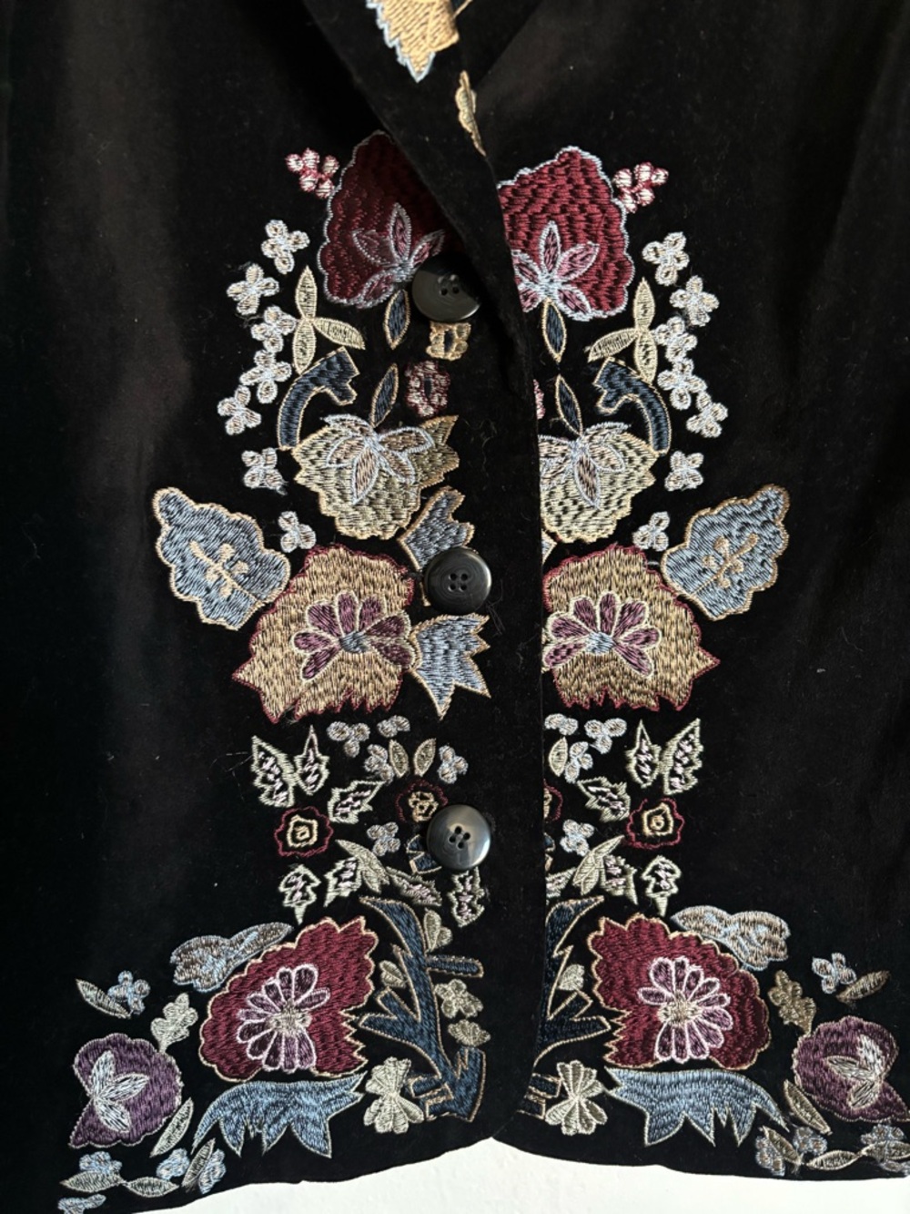 Velvet Embroidered Vintage Black Blazer Jacket Size Large - Picture 2 of 7